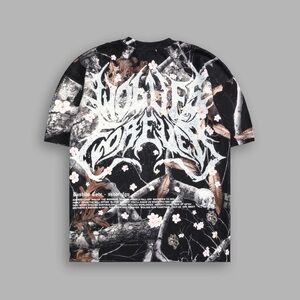 METAL CHERRY BLOSSOM "PREMIUM" OVERSIZED TEE IN DARC WOODLAND CAMO